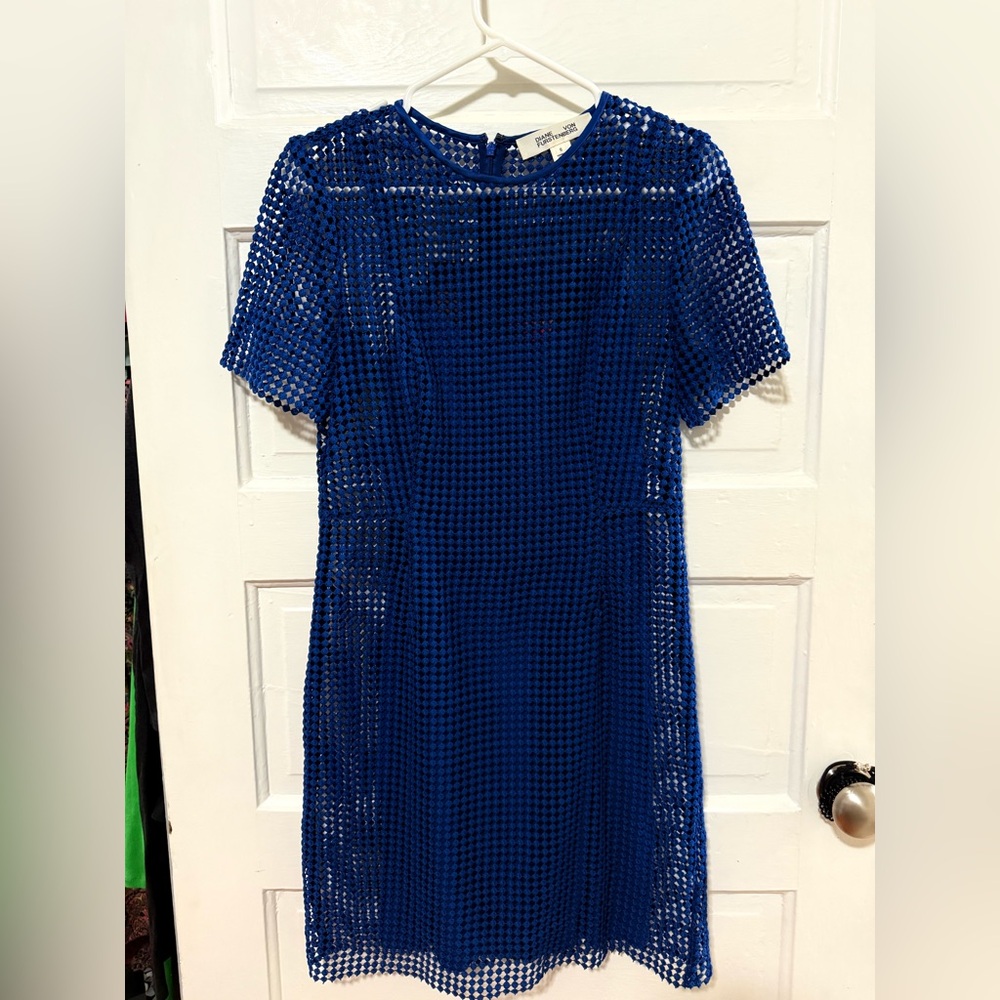 Diane Von Furstenberg Royal Blue Mesh Mini Dress